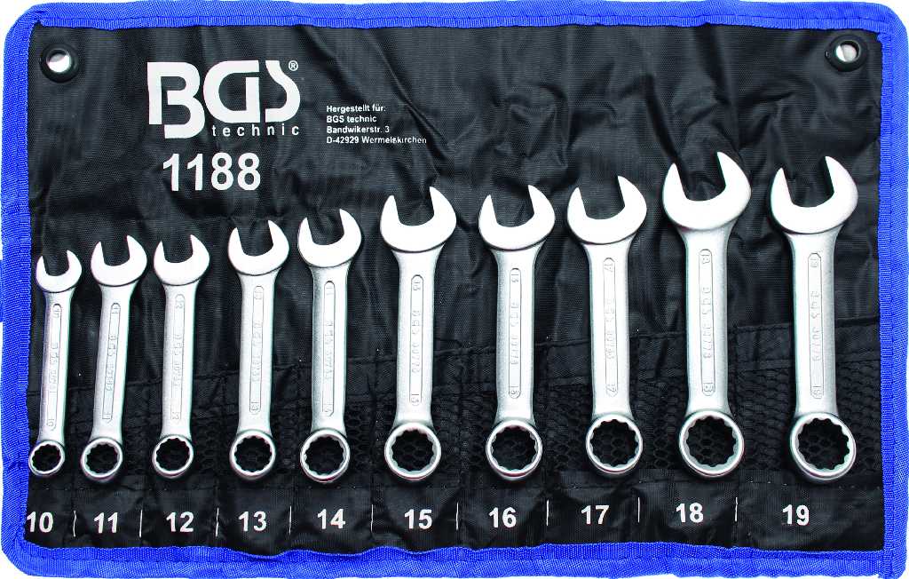 BOLSA DE 10 LLAVES COMBINADAS CORTAS (10 - 19 MM)