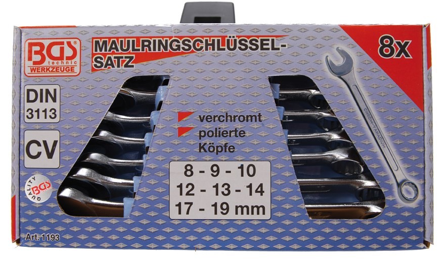 ESTUCHE 8 LLAVES COMBINADAS, DIN 3113, (8 - 19 MM)