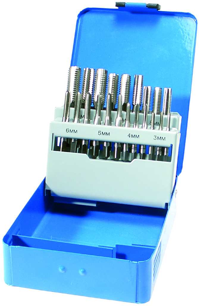 ESTUCHE 21 MACHOS ACERO HSS, DIN 352, (M3 X 0.5 - M12 X 1.75 MM)
