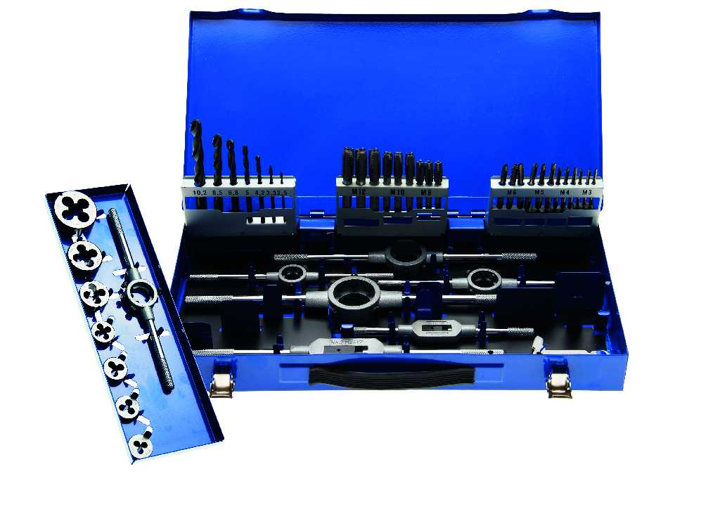 ESTUCHE 44 MACHOS Y TERRAJAS, ACERO HSS-G (M3 X 0.5 - M12 X 1.75)
