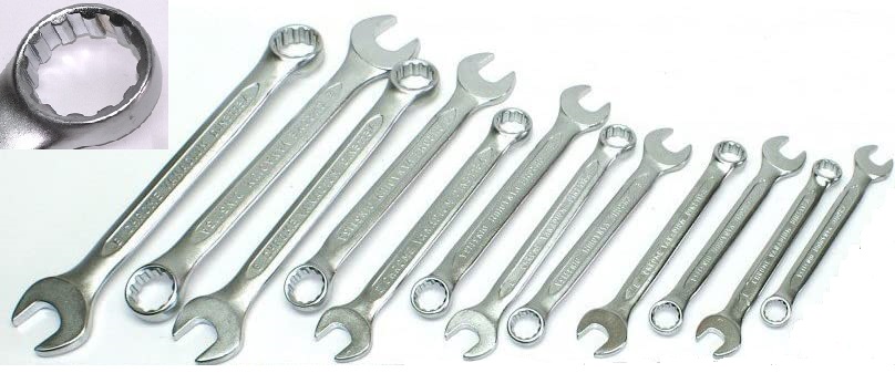 % BOLSA DE 12 LLAVES COMBINADAS *GEAR-LOCK*/MULTICARA (8 - 19 MM. / 5/16