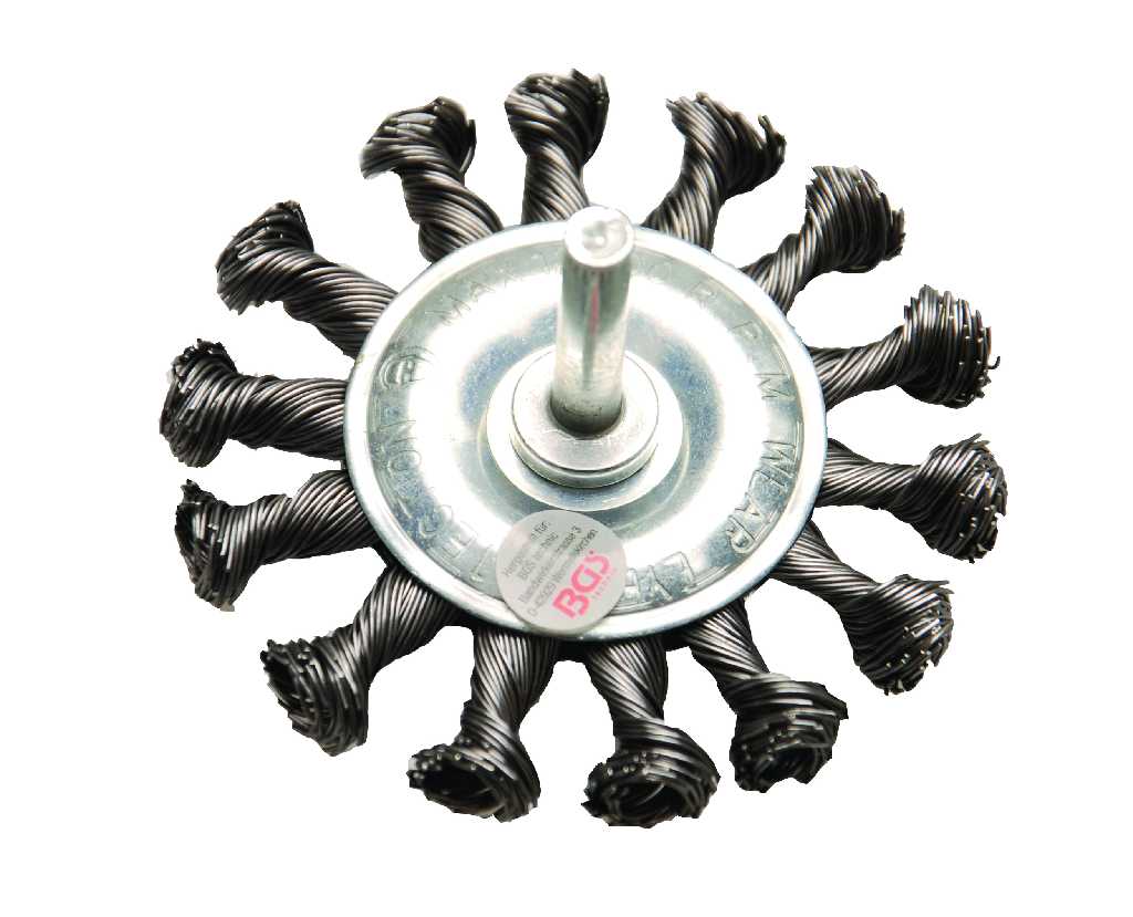DISCO DE ALAMBRE TRENZADO Ø 75 MM CON VASTAGO PARA TALADRO, Ø 6 MM