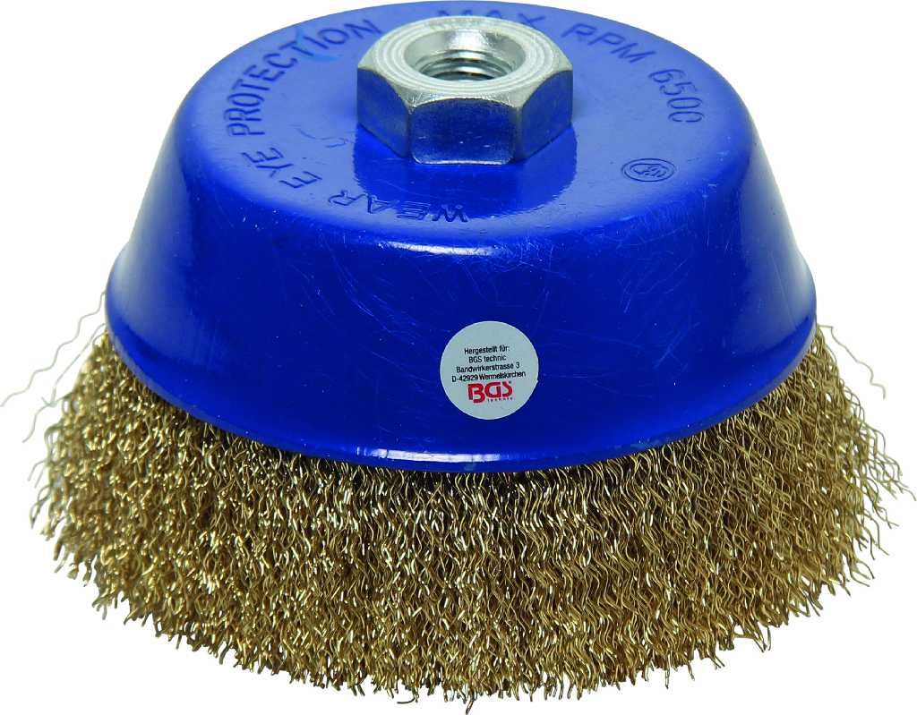 CEPILLO DE ALAMBRE TIPO CORONA, Ø 125  X 75 MM., VASTAGO M14 X 2 MM.