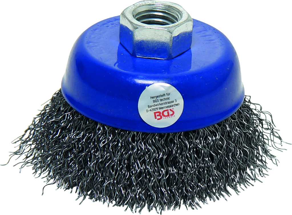 CEPILLO DE ALAMBRE TIPO CORONA, Ø 65  X 50 MM., VASTAGO M14 X 2 MM.