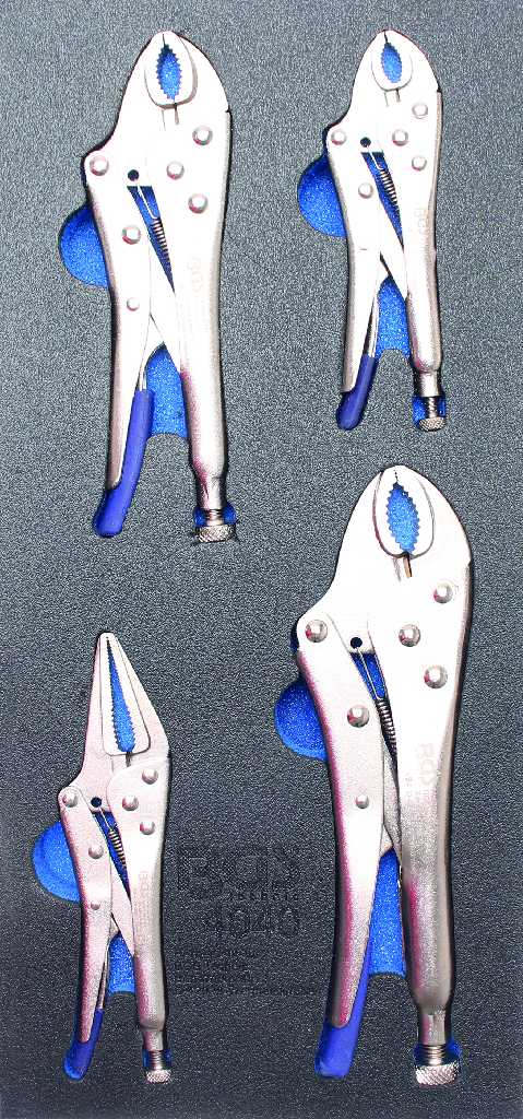 BANDEJA 1/3 DE POLIFOAM CON 3 MORDAZAS GRIP 125-180-250 MM Y BOCA COCODRILO 150 MM