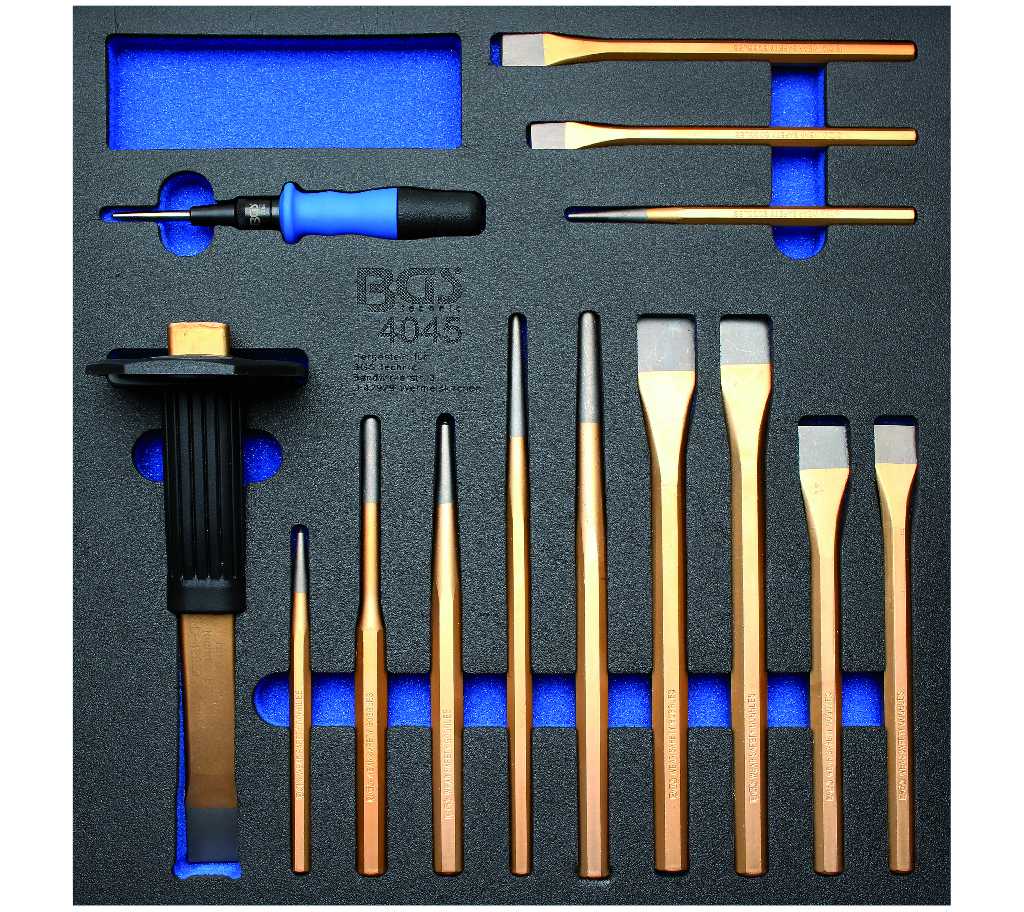 BANDEJA 2/3 DE POLIFOAM CON PERFORADOR AUTOMÁTICO + CINCEL DE CHAPISTA (GT101640) + 6 CINCELES Y 7 BURILES