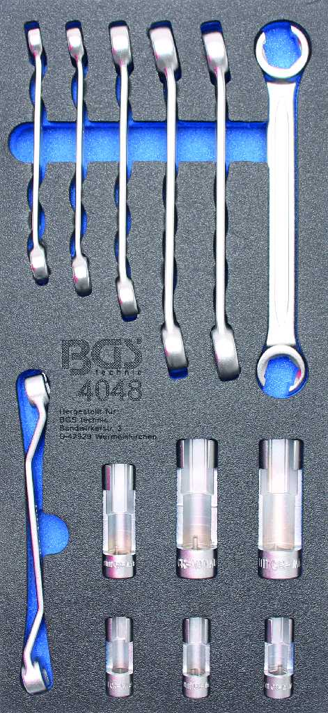 BANDEJA 1/3 DE POLIFOAM CON 6 LLAVES DE RACORES (GT101761) + LLAVE DE RACOR 10X11 (GT101791) + 6 VASOS LARGOS 3/8