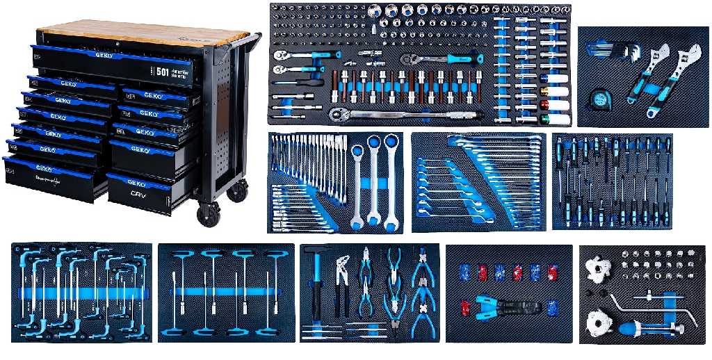 @ CARRO PORTAHERRAMIENTAS DE 12 BANDEJAS, XL (1150 X 970 X 460 MM) + DOTACION DE 501 HERRAMIENTAS