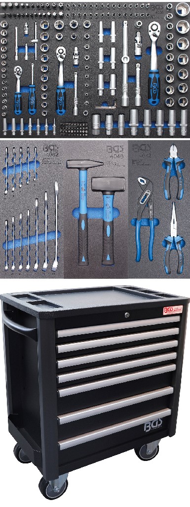 CARRO PORTAHERRAMIENTAS 4102 DE 7 CAJONES CON 209 HERRAMIENTAS COMPUESTO POR  GT104036+GT104082+GT104046+GT104042
