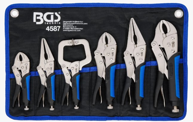 BOLSA DE 7 MORDAZAS GRIP VARIADAS (BOCA REDONDA - RECTA BOCA COCODRILO - CUELLO DE CISNE PARA SOLDADURA)