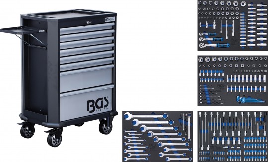 CARRO PORTAHERRAMIENTAS DE 8 CAJONES CON 296 HERRAMIENTAS (GT104107 + GT104012 + GT104015 + GT104020 + GT104017)