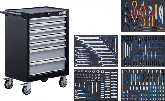 CARRO PORTAHERRAMIENTAS DE 7 CAJONES CON 246 HERRAMIENTAS (GT104011 + GT104102 + GT104014 + GT104015 + GT104017)