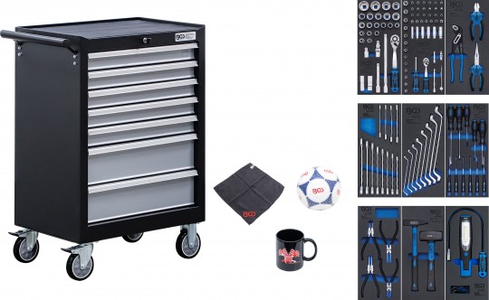 CARRO PORTAHERRAMIENTAS DE 7 CAJONES CON 120 HERRAMIENTAS (GT104235 + GT104126 + GT104127 + GT104042 + GT104084 + GT104131 + GT104025 + GT104046 + GT104196 + GT104146 + GT1BALL + GT1TUCH + GT1BECHER)