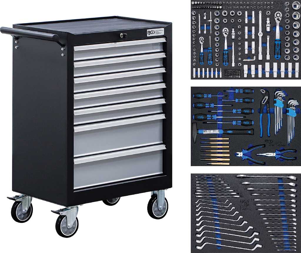 CARRO PORTAHERRAMIENTAS DE 7 CAJONES CON 263 HERRAMIENTAS (GT104235 + GT104036 + GT104038 + GT104089)