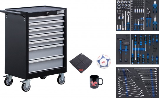 CARRO PORTAHERRAMIENTAS DE 7 CAJONES CON 129 HERRAMIENTAS (GT104235 + GT104126 + GT104127 + GT104042 + GT104046 + GT104122 + GT104089 + GT1BALL + GT1TUCH + GT1BECHER)