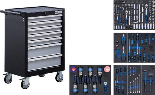 CARRO PORTAHERRAMIENTAS DE 7 CAJONES CON 227 HERRAMIENTAS ( GT104235 + GT104042 + GT104082 + GT104046 + GT104078 + GT104122 + GT104036 + GT104190)