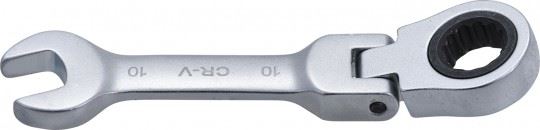 MINI-LLAVE COMBINADA DE CARRACA ARTICULADA ANGULO 0º, 72 D. BIHEX., 10 MM