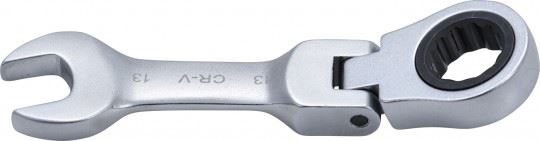 MINI-LLAVE COMBINADA DE CARRACA ARTICULADA ANGULO 0º, 72 D. BIHEX., 13 MM