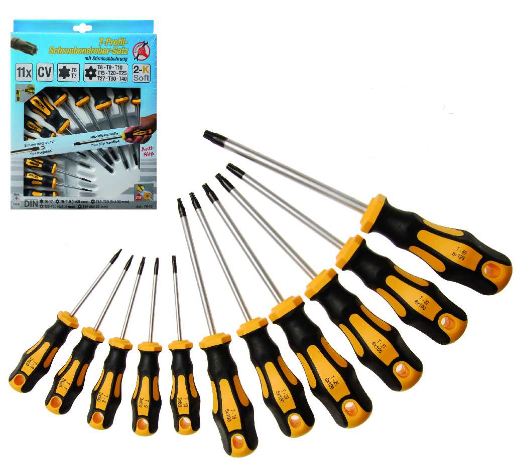% @ ESTUCHE 11 DESTORNILLADORES TORX-H (T6 -T40H)