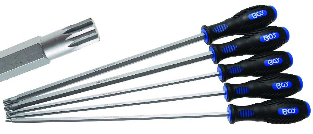 BLISTER 5 DESTORNILLADORES EXTRALARGOS XZN, M4 - M5 - M6 - M8 - M10 X 400 MM