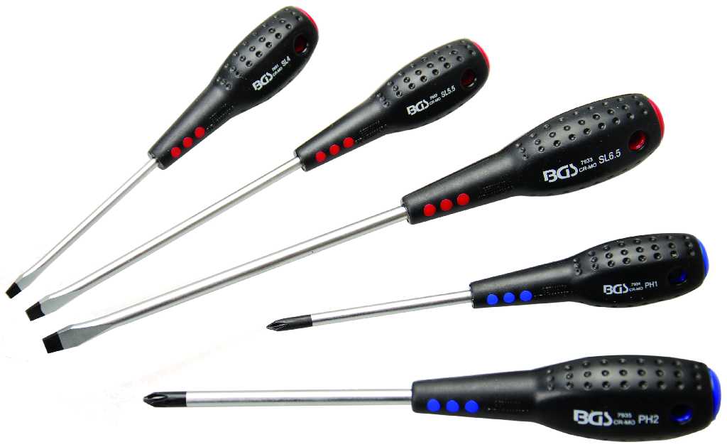 % BLISTER 5 DESTORNILLADORES PLANOS Y PHILLIPS (PL4 - PL5.5 - PL6.5 - PH1 - PH2)