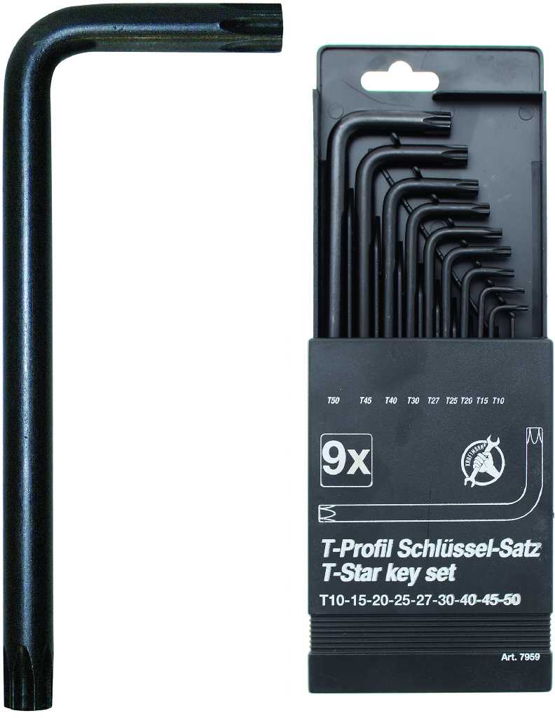 % ESTUCHE 9 LLAVES ACODADAS TORX (T10-T50)