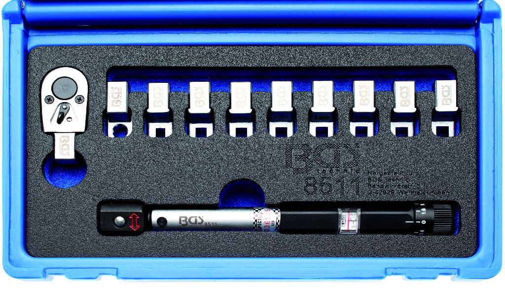 ESTUCHE DE LLAVE DINAMOMÉTRICA DE RADIOS (3 - 19 NM.) + CABEZA DE CARRACA 1/4