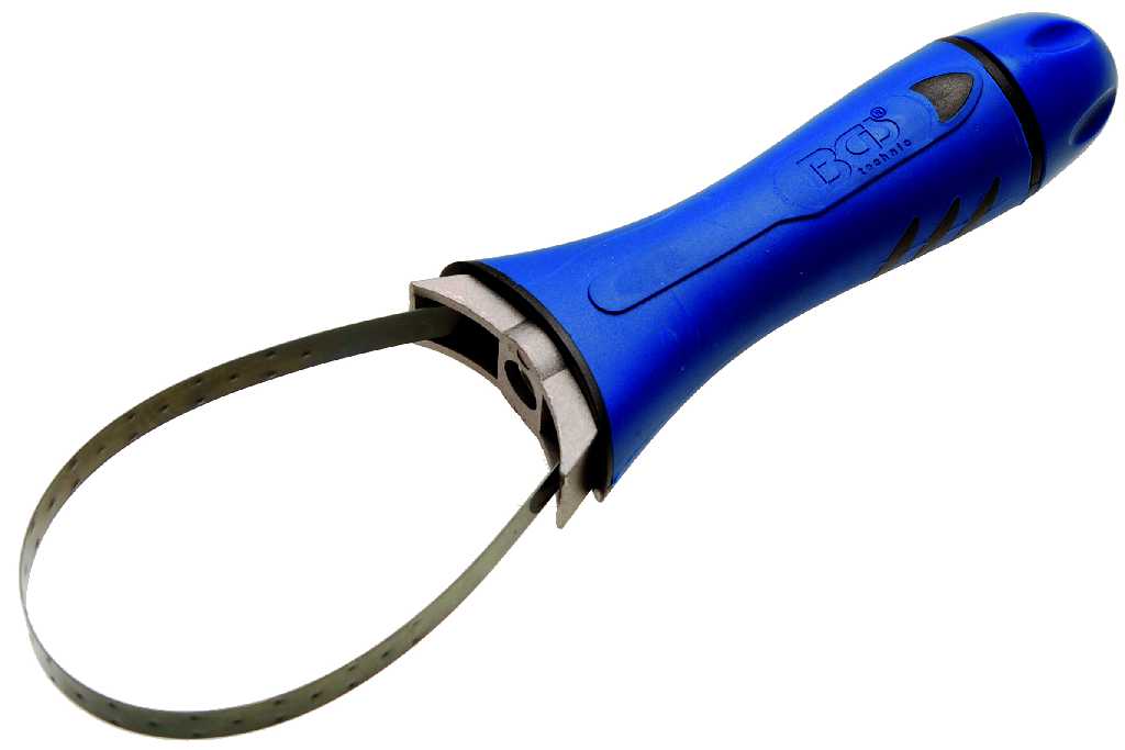 LLAVE DE FLEJE PARA FILTRO DE ACEITE CON MANGO DE PLÁSTICO AJUSTABLE (Ø 65 - 105 MM)