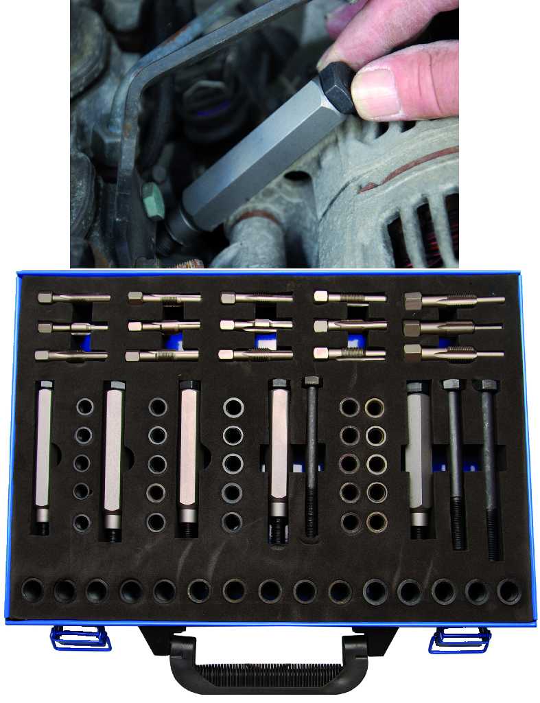 ESTUCHE 63 UTILES DE EXTRACCIÓN Y REPARACIÓN ROSCA DE CALENTADORES / BUJIAS (Ø M8 -M9 - M10 - M12)