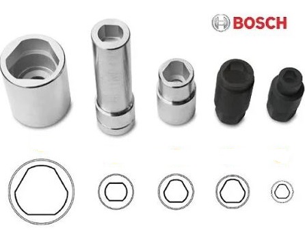 ESTUCHE 5 VASOS TRIANGULARES PARA AJUSTE DE BOMBAS INYECTORAS BOSCH ( 7 MM. DE BOMBAS EDC & BOSCH VP37 - 12,6 MM. DE BOSCH OEM 098661750 - 13 MM. - 26 MM.DE BOSCH VE & VP - 12,4 MM. DE BOSCH VP37)