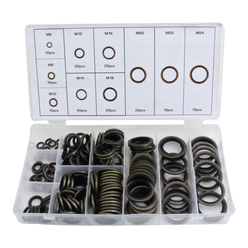ESTUCHE 150 ARANDELAS DE METAL-GOMA PARA TORNILLOS DE CARTER (Ø M6 - M8 - M10 - M12 - M14 - M16 - M18 - M20 - M22 - M24)
