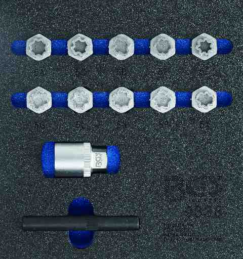 BANDEJA 1/6 DE POLIFOAM CON 12 VASOS HEX. DE SUSTITUCIÓN DE TORNILLOS ANTIRROBO DE MERCEDES BENZ