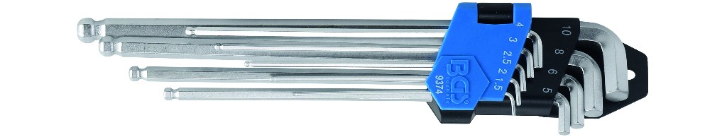 BLISTER 9 LLAVES ACODADAS ALLEN / ALLEN BOLA EXTRAFINA, EXTRALARGA ( 1,5 X 80 MM. - 10 X 230 MM.)