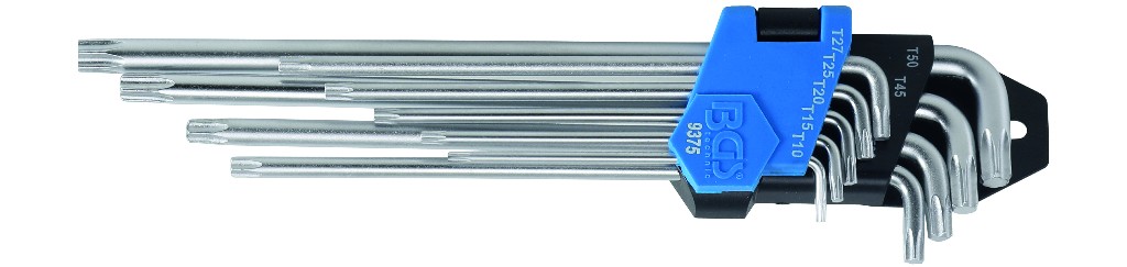 % BLISTER 9 LLAVES ACODADAS TORX EXTRAFINA, EXTRALARGA ( T10 X 90 MM. - T50 X 230 MM.)