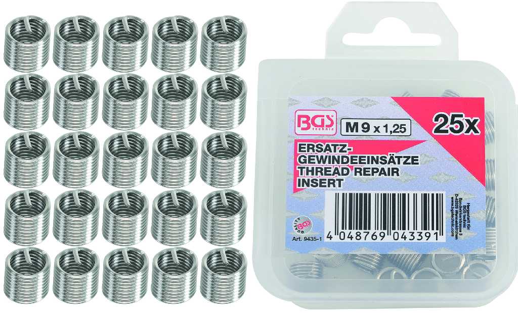 BLISTER 25 INSERTOS (Ø M9 X 1,25  MM)