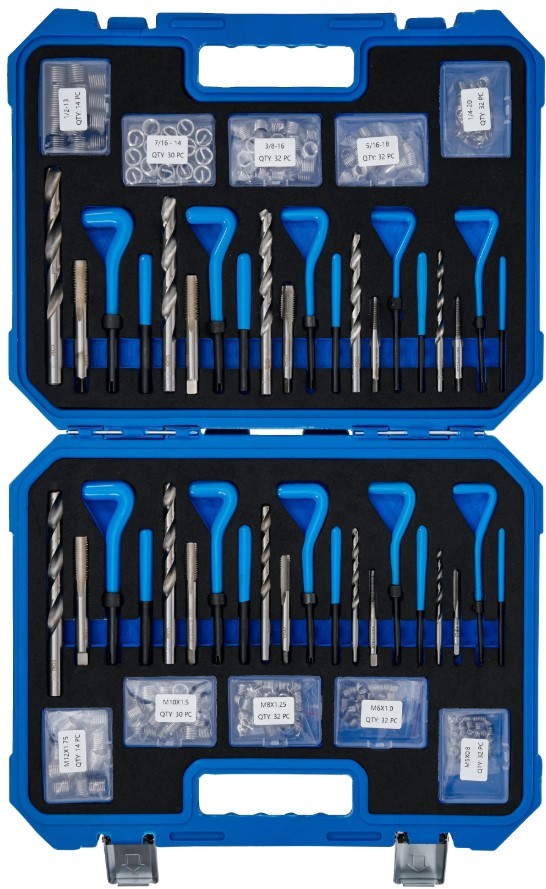 ESTUCHE 320 PCS. REPASAR ROSCAS INSERTADAS EN METRICA (M5 X 0,80 - M12 X 1,75 MM)  Y EN PULGADAS (1/4