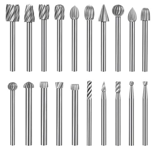 ESTUCHE DE 20 FRESAS ROTATIVAS ACERO HSS CARBURO-TUNGSTENO PARA TALLAR , GRABAR Y RANURAR, VASTAGO Ø 3 MM.