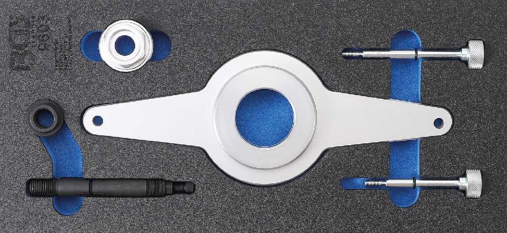 BANDEJA 1/3 DE POLIFOAM CON 6 UTILES BLOQUEO CADENA DISTRIBUCIÓN PARA SUSTITUCIÓN DE AMORTIGUADOR DE VIBRACIONES DE MOTORES 1.8/2.0 TFSI DE GRUPO VAG