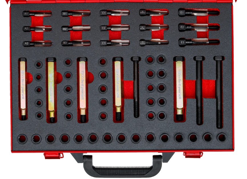 ESTUCHE 63 UTILES DE EXTRACCIÓN Y REPARACIÓN ROSCA DE CALENTADORES / BUJIAS (Ø M8 -M9 - M10 - M12)