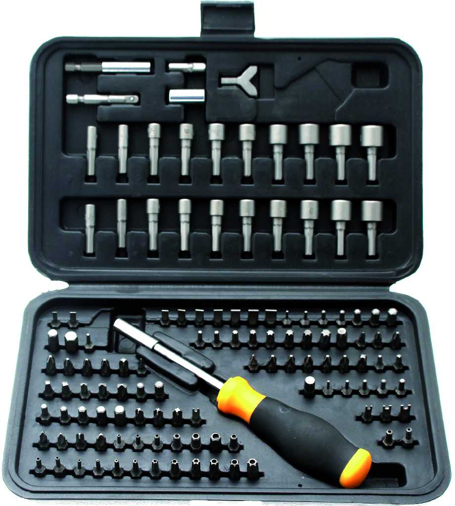 % @ ESTUCHE MANGO DESTORNILLADOR + 121 PUNTAS 1/4