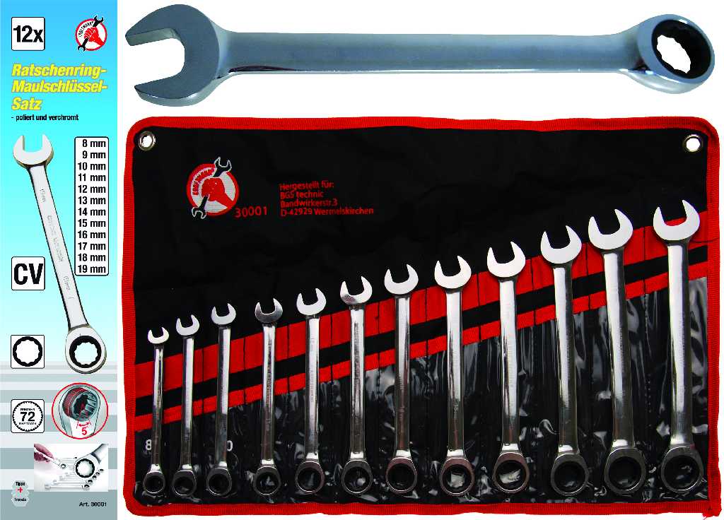 @ BOLSA 12 LLAVES COMBINADAS DE CARRACA, 72 D. BIHEX (8-9-10-11-12-13-14-15-16-17-18-19 MM)