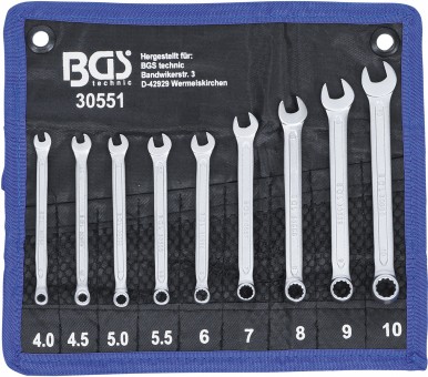 BOLSA 9 LLAVES COMBINADAS BIHEX. DIN 3113-A ( 4 - 4,5 - 5 - 5,5 - 6 - 7 - 8 - 9 - 10 MM.)