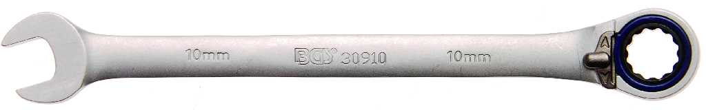 %  LLAVE COMBINADA 15º REVERSIBLE 72 D. C/TRINQUETE, 10 MM