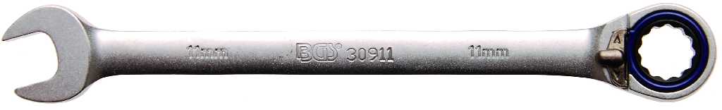 %  LLAVE COMBINADA 15º REVERSIBLE 72D. C/TRINQUETE, 11 MM