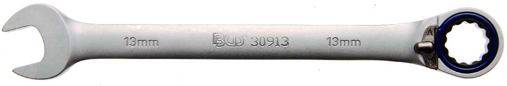 %  LLAVE COMBINADA 15º REVERSIBLE 72 D. C/TRINQUETE, 13 MM