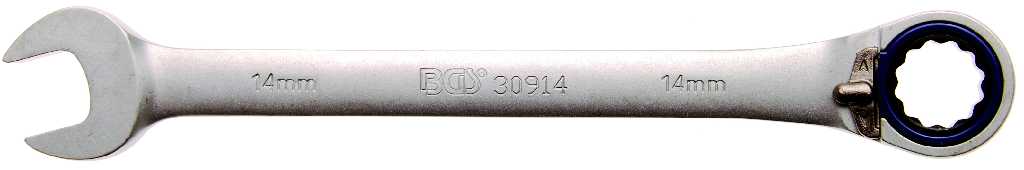 %  LLAVE COMBINADA 15º REVERSIBLE 72 D. C/TRINQUETE, 14 MM