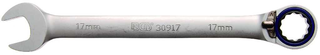 %  LLAVE COMBINADA 15º REVERSIBLE 72 D. C/TRINQUETE, 17 MM