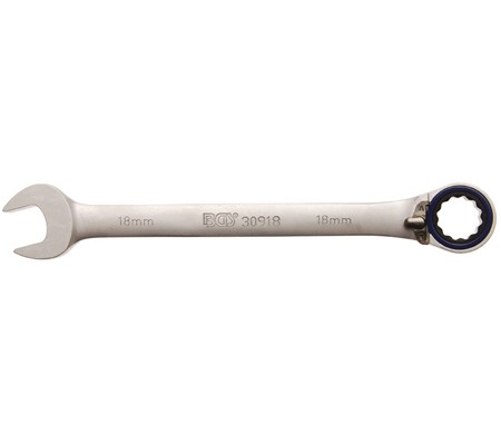 % LLAVE COMBINADA 15º REVERSIBLE 72D. C/TRINQUETE, 21 MM