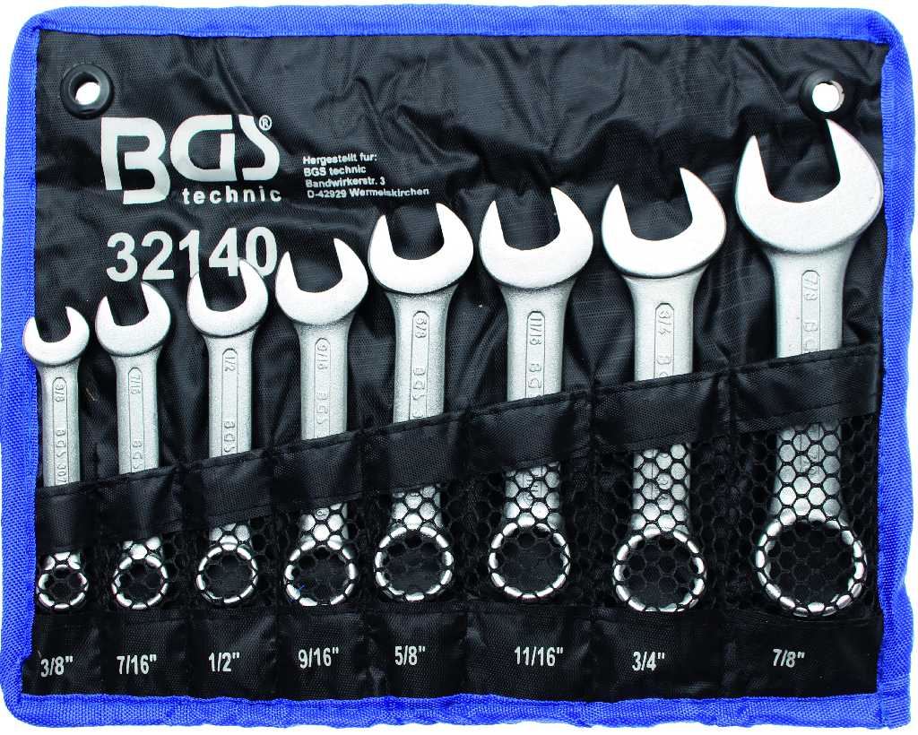 BOLSA 8 LLAVES COMBINADAS EXTRACORTAS SAE (3/8