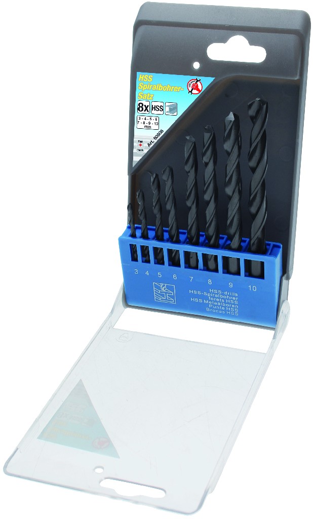 ESTUCHE 8 BROCAS ACERO HSS ( Ø 3,0 - 4,0 - 5,0 - 6,0 - 7,0 - 8,0 - 9,0 - 10,0  MM.)